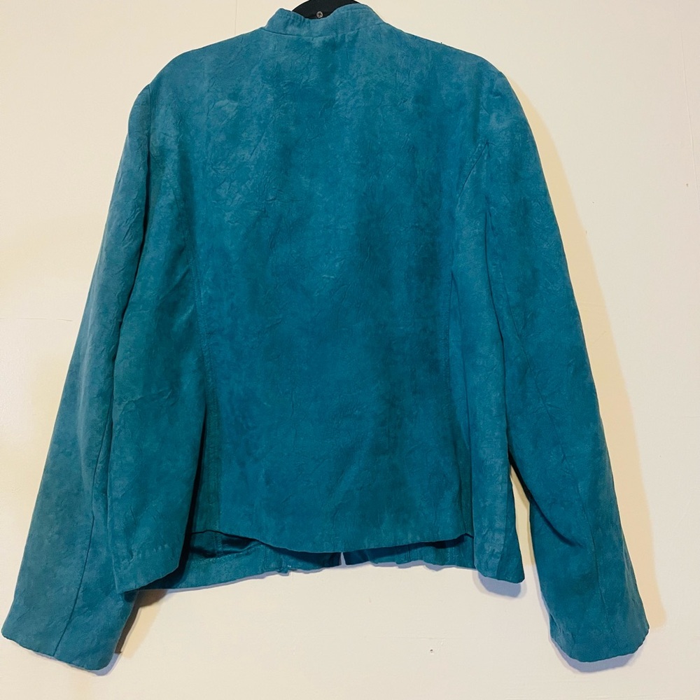 R.Q.T  Blue Ruffle Bomber Jacket - Picture 2 of 3